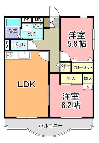 マニフィーク(2LDK/1階)の間取り写真
