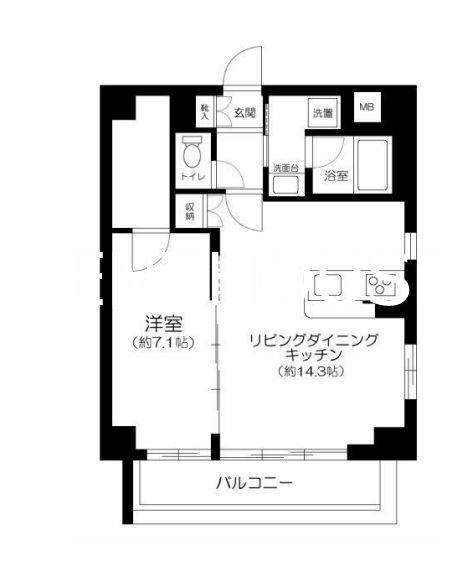 ウィスタリア調布(1LDK/6階)の間取り写真