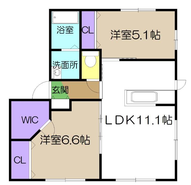 ダイヤメゾンB棟(2LDK/1階)の間取り写真