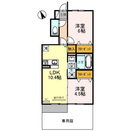 プレミア(2LDK/1階)の間取り写真