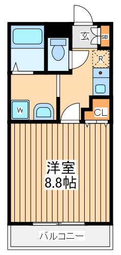 アンプルールフェール宮内(1K/2階)の間取り写真
