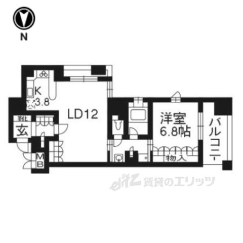リーガル京都烏丸御池(1LDK/11階)の間取り写真