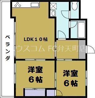 S-COURTBENTEN(2LDK/7階)の間取り写真