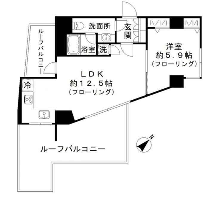 カーサスプレンディッド西麻布(1LDK/5階)の間取り写真