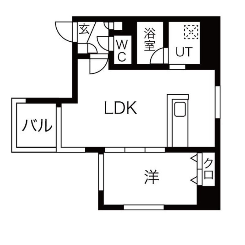 円山シャトー桂和医大前(1LDK/8階)の間取り写真