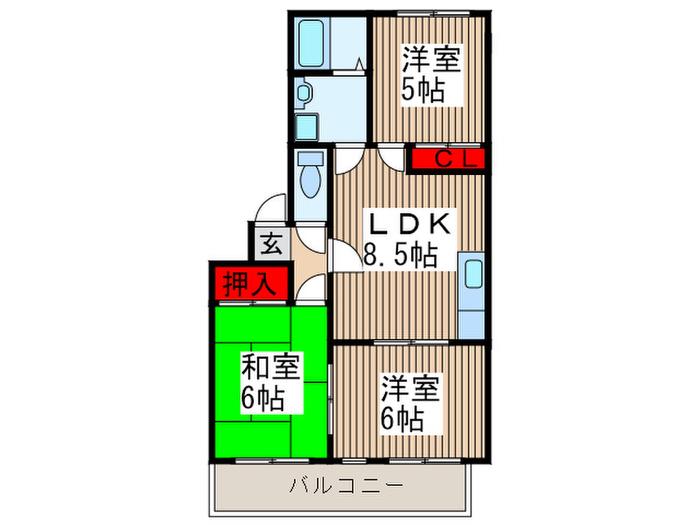 JR京浜東北線 浦和駅 徒歩13分 3階建 築36年(3LDK/2階)の間取り写真