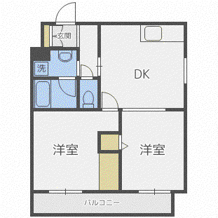 アヴァンティイン伏見(2DK/1階)の間取り写真