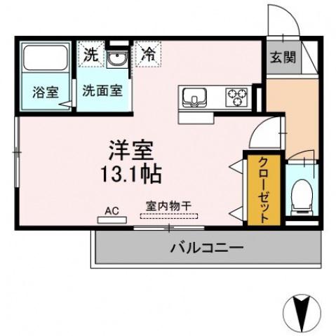 フルール石手(ワンルーム/2階)の間取り写真