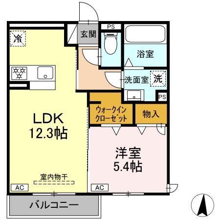D-HILLS中田町(1LDK/3階)の間取り写真