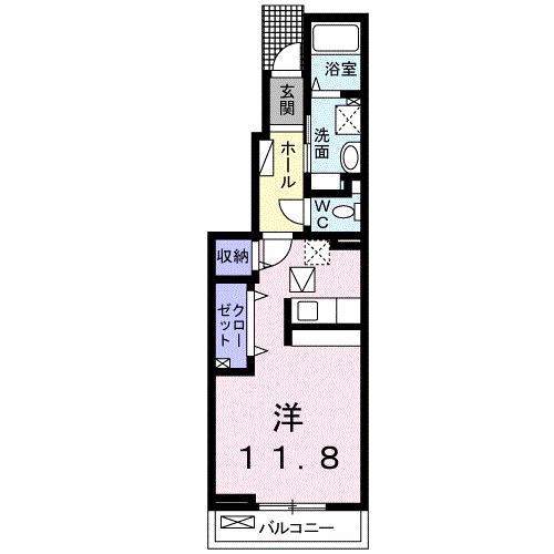 サンライズ川越 A(ワンルーム/1階)の間取り写真