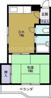 シルバーハイツ(1DK/4階)の間取り写真