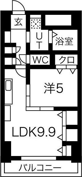 プレステージ千種(1LDK/14階)の間取り写真