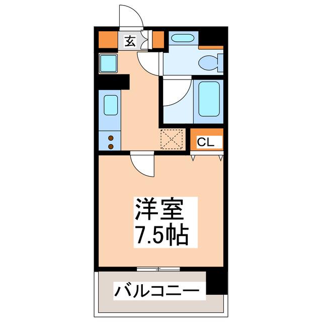 レジディア熊本辛島(1K/14階)の間取り写真