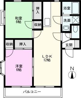 スカイハウスVII(2LDK/2階)の間取り写真