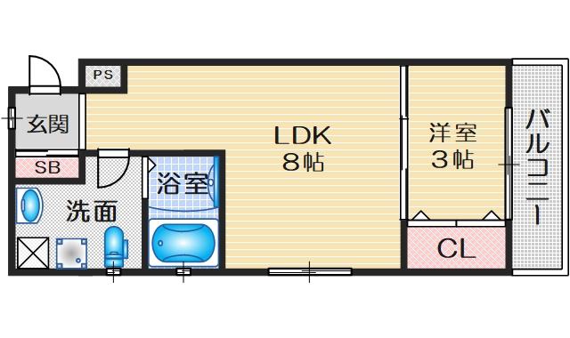 ジ アメニティ千里山(1LDK/5階)の間取り写真