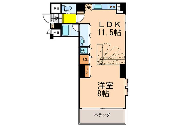 TKマンション(1LDK/2階)の間取り写真
