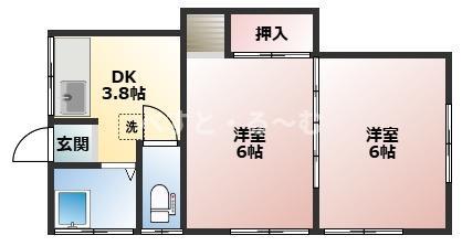 豊荘(2DK/2階)の間取り写真