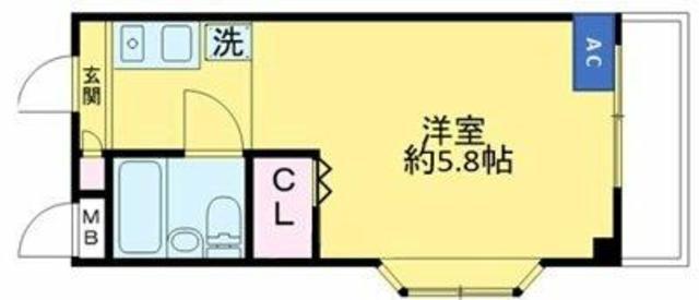 ヴィラモノエ(ワンルーム/4階)の間取り写真