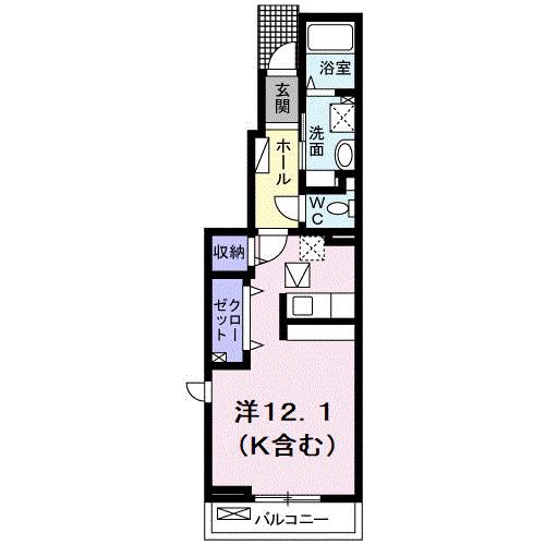 SORTE1(ワンルーム/1階)の間取り写真