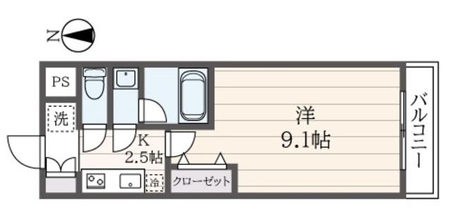 ミミエデン(1K/1階)の間取り写真