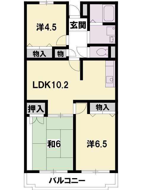 ウエストヴィレッジ弐番館(3LDK/4階)の間取り写真