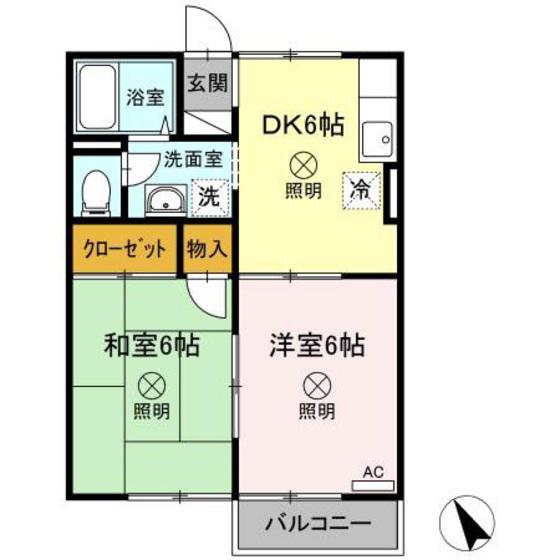 アクティエイト(2DK/2階)の間取り写真