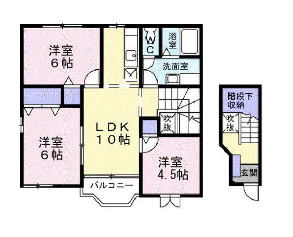 リーヴ・メゾンIII(3LDK/2階)の間取り写真