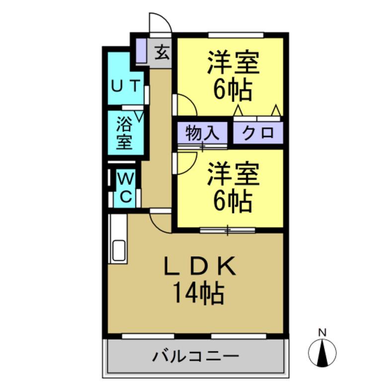 ハイツヤマオ(2LDK/1階)の間取り写真