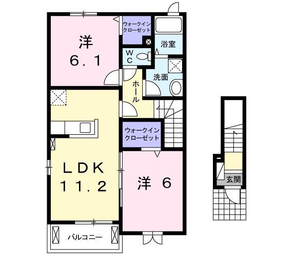 サニーコートIV(2LDK/2階)の間取り写真