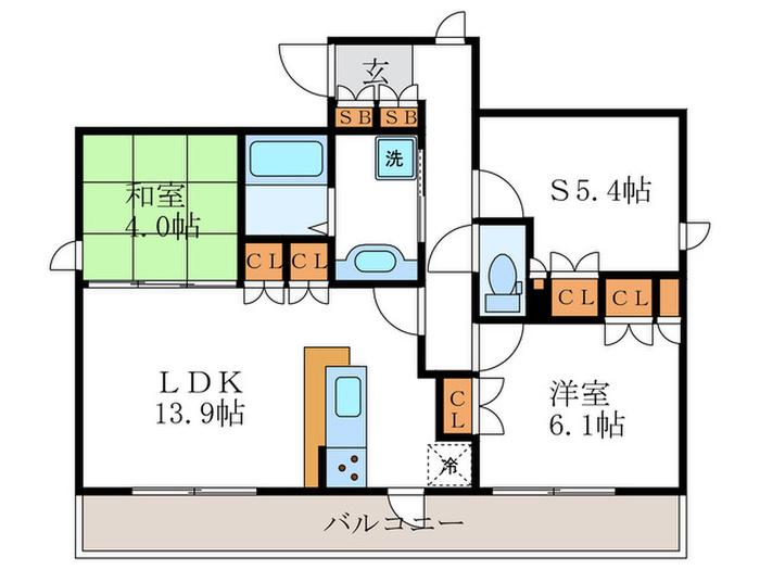 アパルトマン パルク ドゥ (2SLDK/1階)の間取り写真