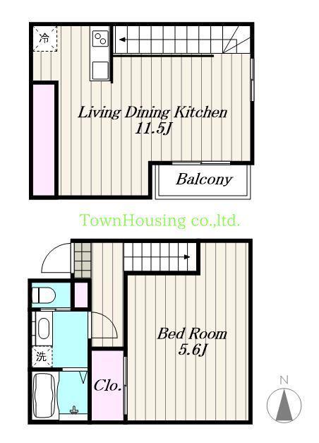 DUPLEX 桜新町(1LDK/1階)の間取り写真