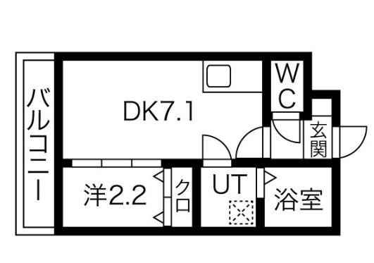リプラス宮町(1DK/2階)の間取り写真