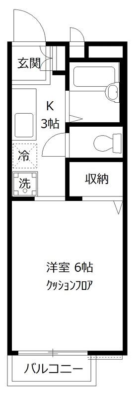 ミクニハイツII(1K/1階)の間取り写真