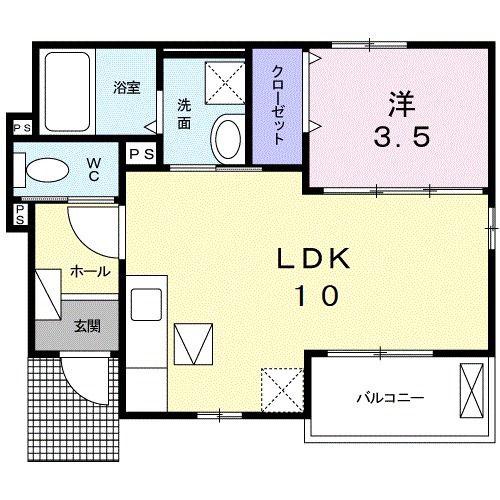JR東海道本線 米原駅 徒歩7分 2階建 築10年(1LDK/1階)の間取り写真