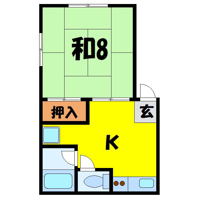 篠崎荘(1K/2階)の間取り写真