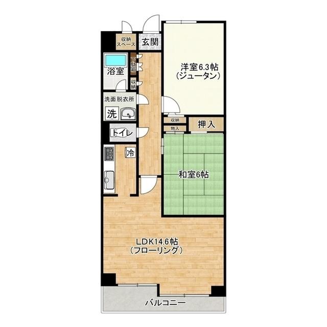 オーキットコート(2LDK/4階)の間取り写真