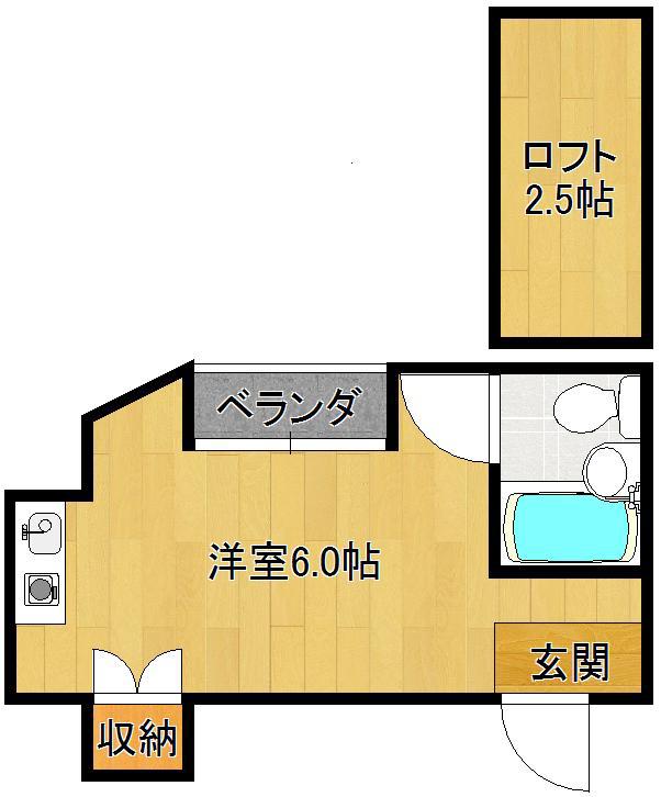 ハイツイチバン(ワンルーム/2階)の間取り写真