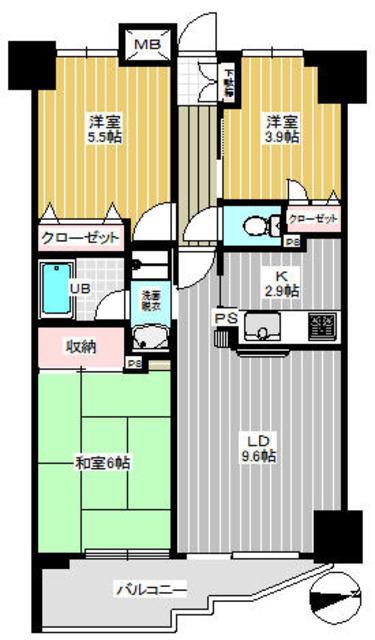 朝日クレスパリオ王子(3LDK/4階)の間取り写真