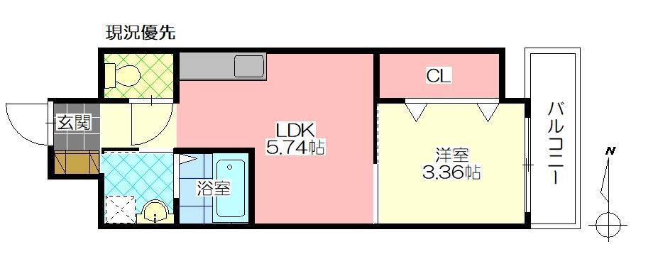 トレステーラDUVA(1DK/2階)の間取り写真