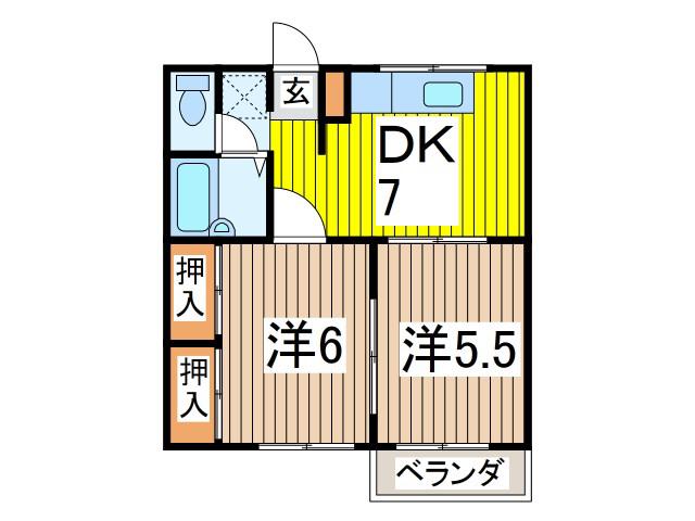 エステ-トピア峠(2DK/2階)の間取り写真