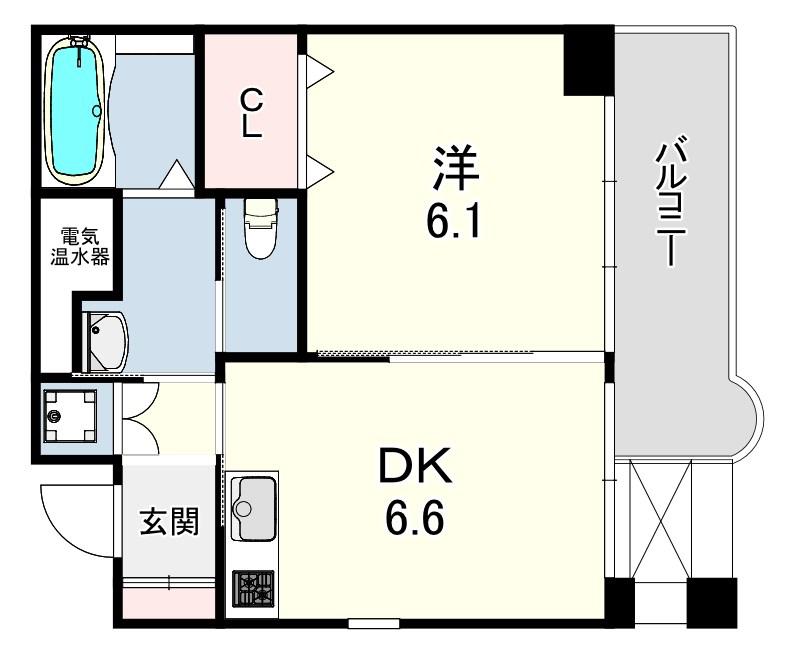 チェリービュウ芦屋川(1DK/5階)の間取り写真