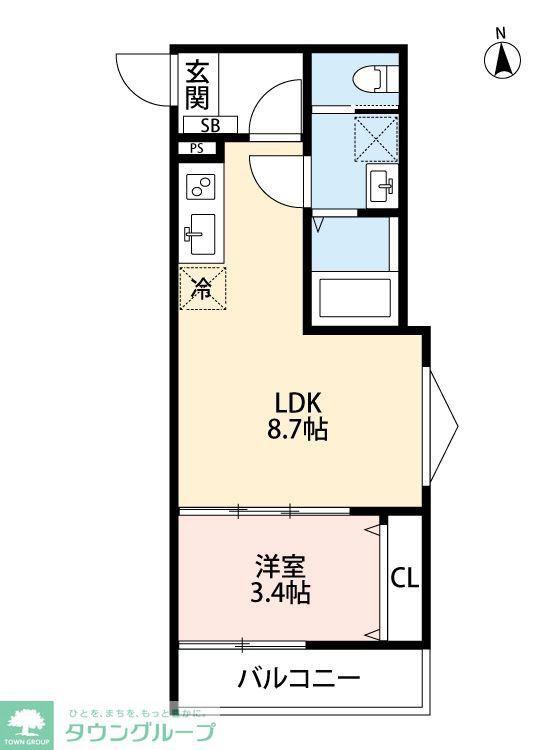 CRASTINE三橋(1LDK/1階)の間取り写真