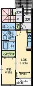 ARVO(1LDK/1階)の間取り写真