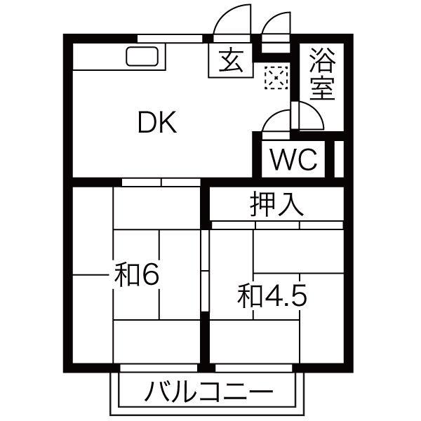 イヤーコート上豊田 C(2DK/2階)の間取り写真