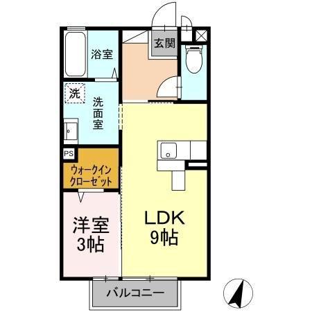 スノーフレーク(1LDK/2階)の間取り写真