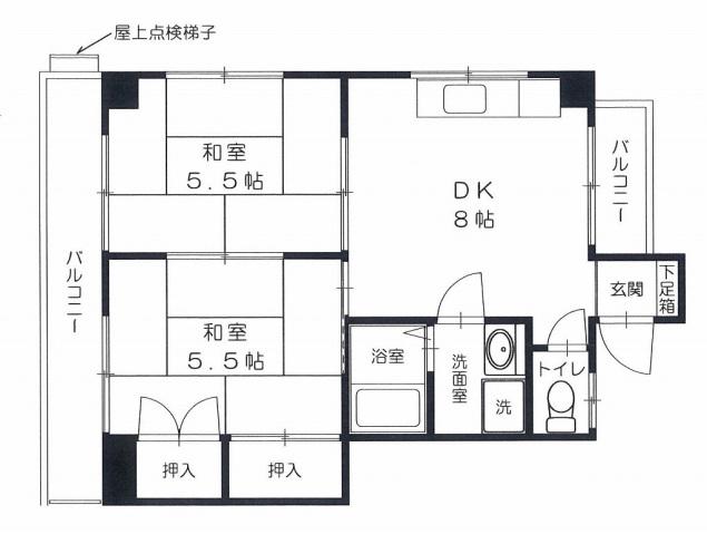 桂ビル(2DK/3階)の間取り写真