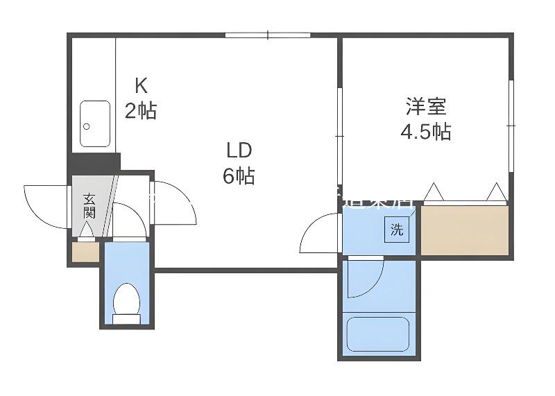 KINSEI E棟(1DK/2階)の間取り写真