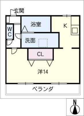 ヴェルファーレ可児(1K/1階)の間取り写真