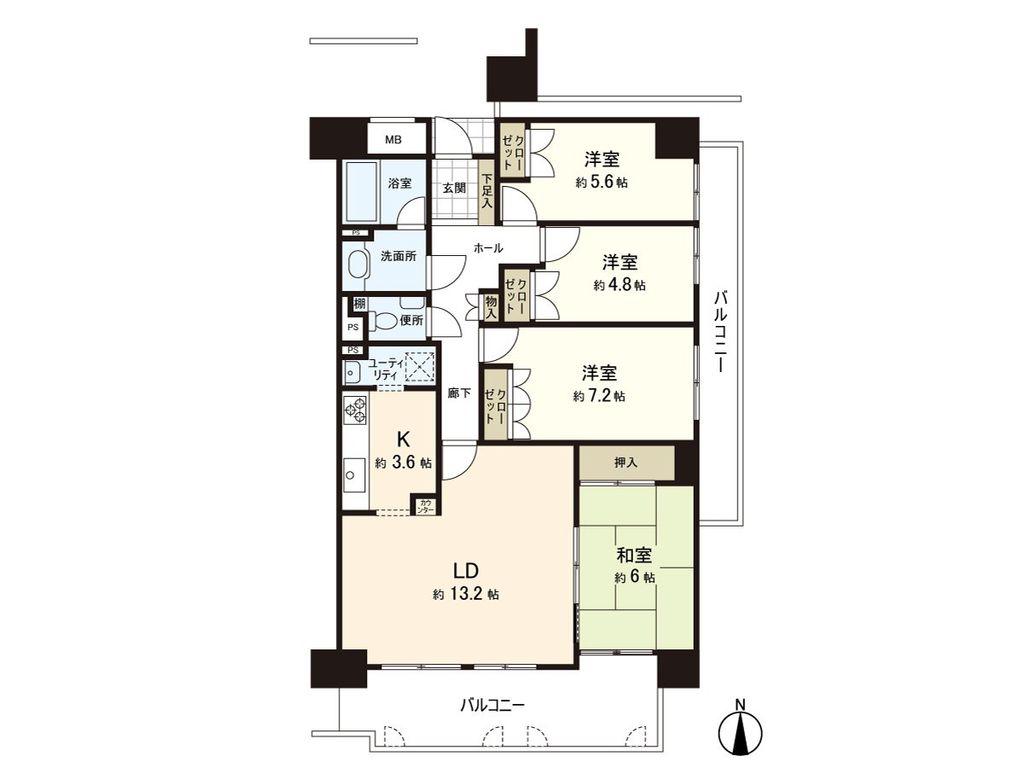 シーサイドももちヴェルデコート7番館(4LDK/2階)の間取り写真