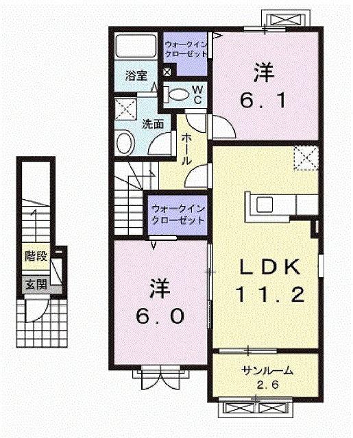 セレーノI(2LDK/2階)の間取り写真